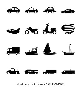 Icono plano de conjunto de transporte