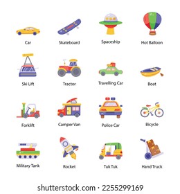 Set of Transport Flat Icons 

