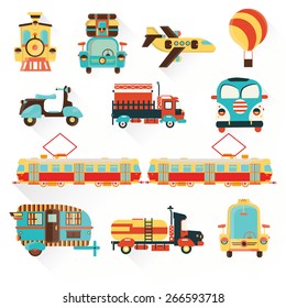 set of transport flat modern illustration