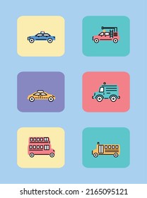 establecer iconos de estilo plano de transporte