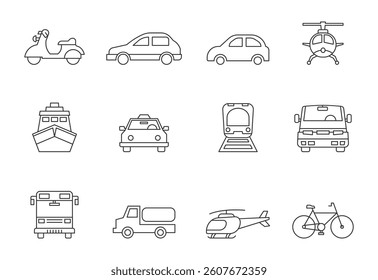 set of transport icon isolated on white background