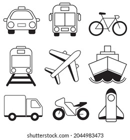 Set of transport icon vector illustration isolated on  white background.