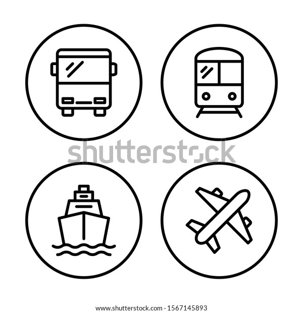 Set Transport Icons Bus Train Ship Stock Vector (Royalty Free ...