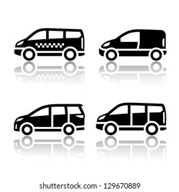 Set of transport icons - Cargo van, vector illustration on a white background