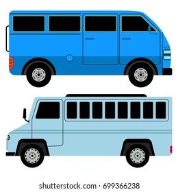 Set of transport icons - Cargo van, vector illustration