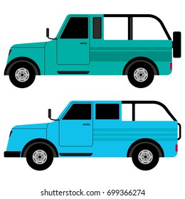 Set of transport icons - Cargo van, vector illustration