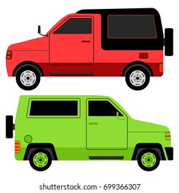 Set of transport icons - Cargo van, vector illustration