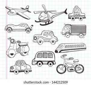 set of transport icons, illustrator line tools drawing