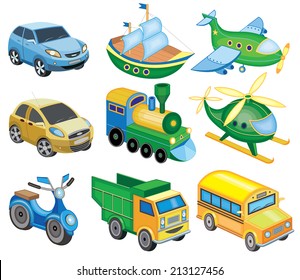 set of transport icons isolated on white (vector illustration)