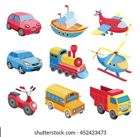 set of transport icons isolated on white (vector illustration)