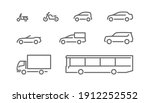 Set of transport icons, line silhouette