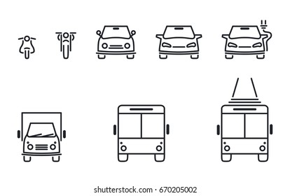 Set of transport icons from lines