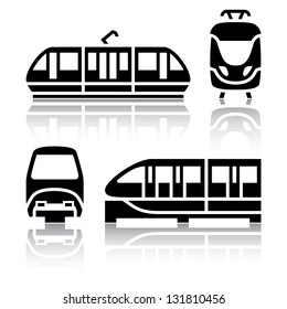 Set of transport icons - Monorail and Tram, vector illustration