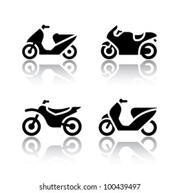 Set of transport icons - motorcycles