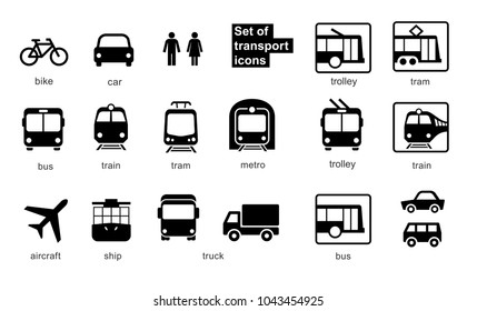 Set transport icons on white background. Vector elements, ready to use. EPS10 - Shutterstock ID 1043454925