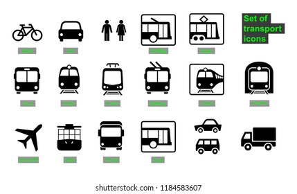 Set transport icons on white background. Vector elements, ready to use. EPS10