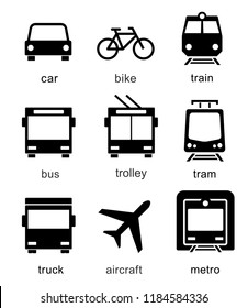 Set transport icons on white background. Vector elements