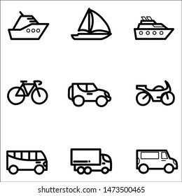 Set transport icons on white background.