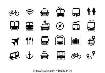 Set of transport icons ready for your design. Prepared for use in any size on different devices