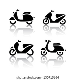 Set of transport icons - scooter and moped, vector illustration