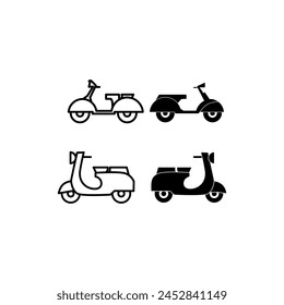 Set of transport icons - scooter and moped, vector illustration