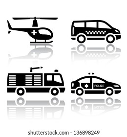 Set of transport icons - transport services, vector illustrations, set silhouettes isolated on white background.