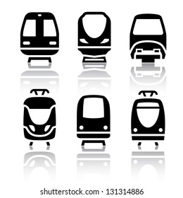 Set of transport icons - Train and Tram, vector illustration