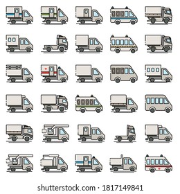 Conjunto de iconos de transporte, vector, número 30 piezas