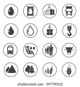 Set of transport and industry icons, vector elements for your design project or presentation