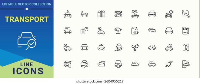 Set of Transport line icon. Cars icon set. Vehicle simple line vector icons. Minimalist vector collections. Pixel perfect. Vector collections.
