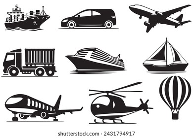 Set von Transport Silhouette Illustration 