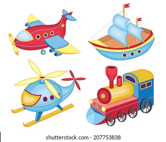 set of transport toys (vector illustration)