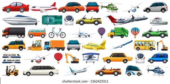 Set of transport vechicles illustration