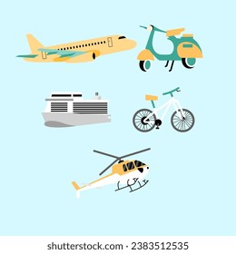 Set Of Transportation Flat Illustration