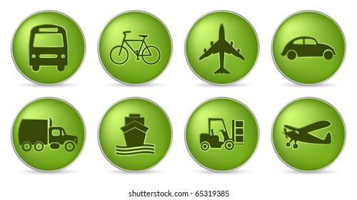 set of transportation in green color