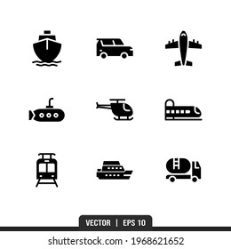 Conjunto de vectores de icono de transporte, plantilla de logotipo de ilustración en estilo de moda. Idóneo para muchos fines.