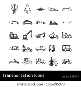 Set Of Transportation Icons isolated on white background