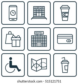 Set Of Transportation Icons On Airport Construction, Road Map And Accessibility Topics. Editable Vector Illustration. Includes Mobile, Map, Construction And More Vector Icons.