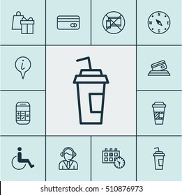 Set Of Transportation Icons On Appointment, Forbidden Mobile And Calculation Topics. Editable Vector Illustration. Includes Cup, Coffee, Calculator And More Vector Icons.