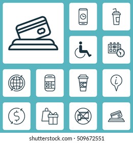Set Of Transportation Icons On Calculation, Shopping And Money Trasnfer Topics. Editable Vector Illustration. Includes Shopping, Math, Globe And More Vector Icons.