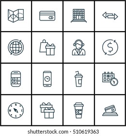 Set Of Transportation Icons On Calculation, Locate And Credit Card Topics. Editable Vector Illustration. Includes Travel, Operator, Appointment And More Vector Icons.