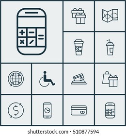 Set Of Transportation Icons On Credit Card, Shopping And Calculation Topics. Editable Vector Illustration. Includes Drink, Card, Accessibility And More Vector Icons.