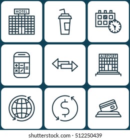 Set Of Transportation Icons On Crossroad, Appointment And World Topics. Editable Vector Illustration. Includes World, Building, Arrows And More Vector Icons.