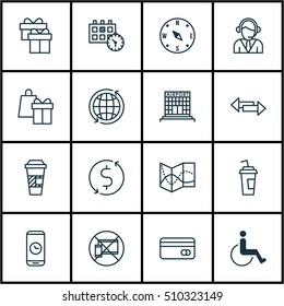 Set Of Transportation Icons On Forbidden Mobile, Takeaway Coffee And Shopping Topics. Editable Vector Illustration. Includes Direction, Exchange, Crossroad And More Vector Icons.