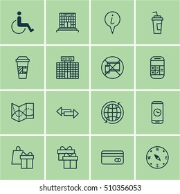 Set Of Transportation Icons On Forbidden Mobile, Shopping And Drink Cup Topics. Editable Vector Illustration. Includes Card, Coffee, Shopping And More Vector Icons.