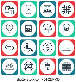 Set Of Transportation Icons On Hotel Construction, Airport Construction And Plastic Card Topics. Editable Vector Illustration. Includes Calculation, Airport, Pointer And More Vector Icons.