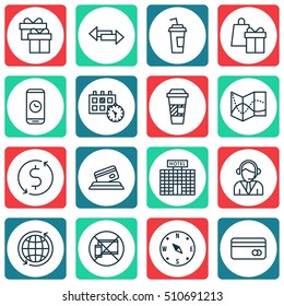 Set Of Transportation Icons On Locate, Shopping And Call Duration Topics. Editable Vector Illustration. Includes Globe, Appointment, Box And More Vector Icons.