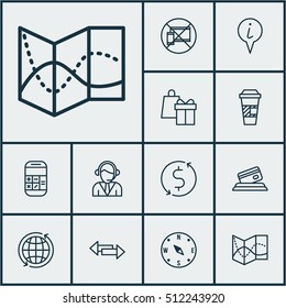 Set Of Transportation Icons On Locate, Credit Card And Money Trasnfer Topics. Editable Vector Illustration. Includes Crossroad, Dollar, Around And More Vector Icons.