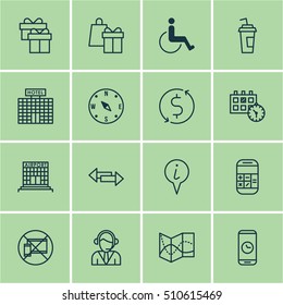 Set Of Transportation Icons On Money Trasnfer, Locate And Crossroad Topics. Editable Vector Illustration. Includes Appointment, Phone, Shopping And More Vector Icons.