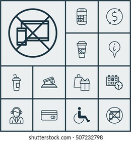 Set Of Transportation Icons On Operator, Calculation And Drink Cup Topics. Editable Vector Illustration. Includes Paper, Debit, Center And More Vector Icons.